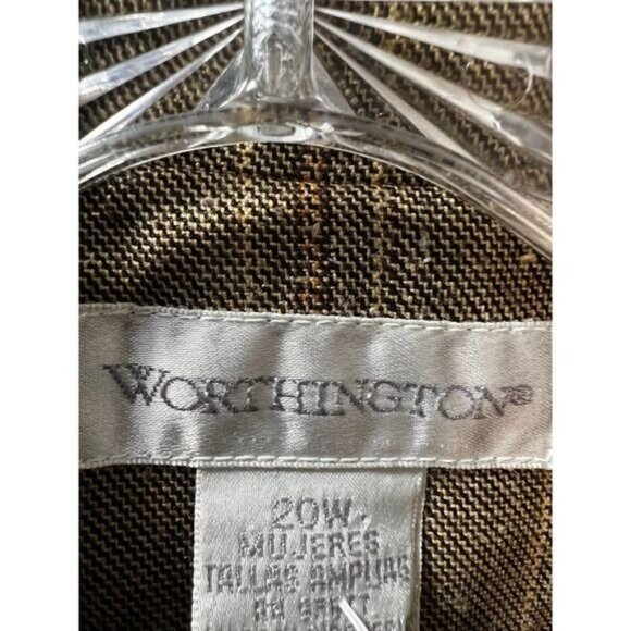 Worthington Brown‎ Linen Blend Striped Button Front Blazer Size 20 - Picture 3 of 4